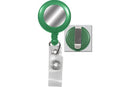 Green Badge Reel with Silver Sticker, Reinforced Vinyl Strap | Belt Clip - 25 - All Things Identification