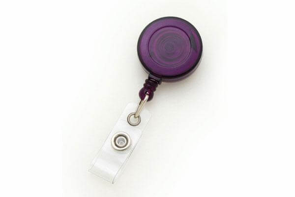 Translucent Purple Badge Reel, Reinforced Vinyl Strap | Slide Type Belt Clip - 25 - All Things Identification