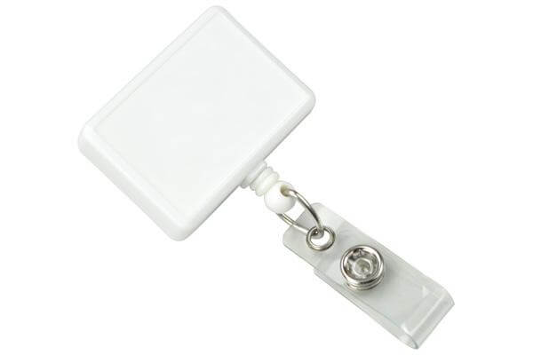 White Rectangle Badge Reel - 25 - All Things Identification