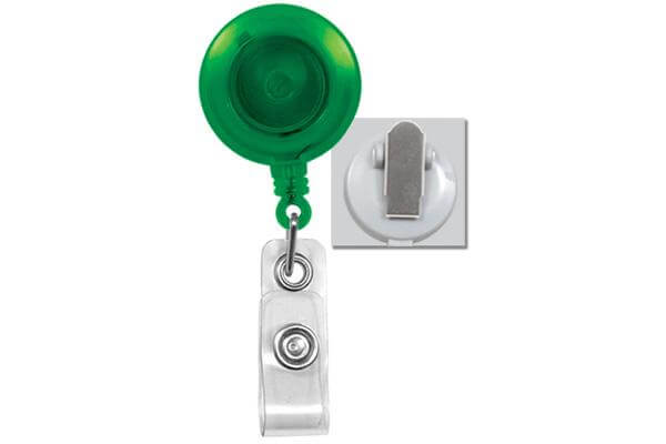 Translucent Green Badge Reel with Clear Vinyl Strap | Spring Clip - 25 - All Things Identification