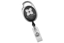 Black Premier Carabiner Badge Reel with Clear Vinyl Strap - 25 - All Things Identification