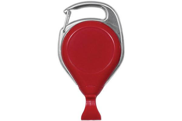 Red Carabiner Badge Reel with Clip