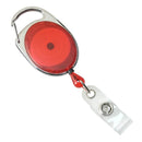 Translucent Red Premier Carabiner Badge Reel with Slide Belt Clip | Clear Vinyl Strap - 25 - All Things Identification