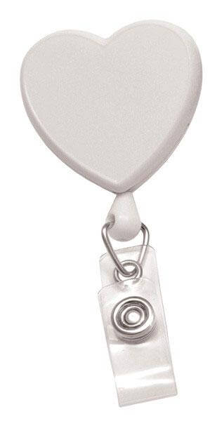White Heart-Shaped Badge Reel With Strap - 25 - All Things Identification