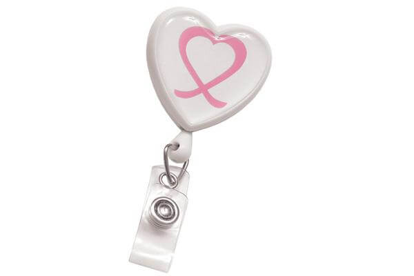 White Badge Reel with Domed Awareness Label, Clear Vinyl Strap | Swivel Spring Clip - 25 - All Things Identification