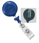 Translucent Blue Badge Reel with Clear Vinyl Strap | Swivel Spring Clip - 25 - All Things Identification