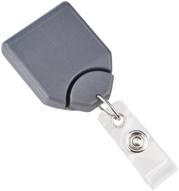 Metallic Gray B-REEL| Badge Reel with swivel-clip with teeth - 25 - All Things Identification