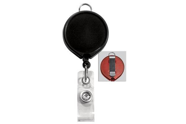 Black Badge Reel with Clear Vinyl Strap | Belt Clip - 25 - All Things Identification