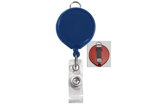 Blue Badge Reel with Clear Vinyl Strap | Belt Clip - 25 - All Things Identification
