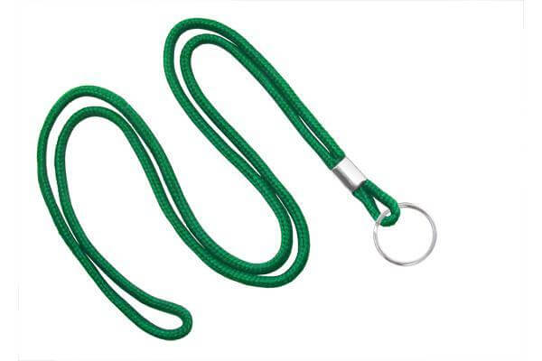 Green Round Standard Key Ring Lanyard with Nickel Plated Steel Split R ...