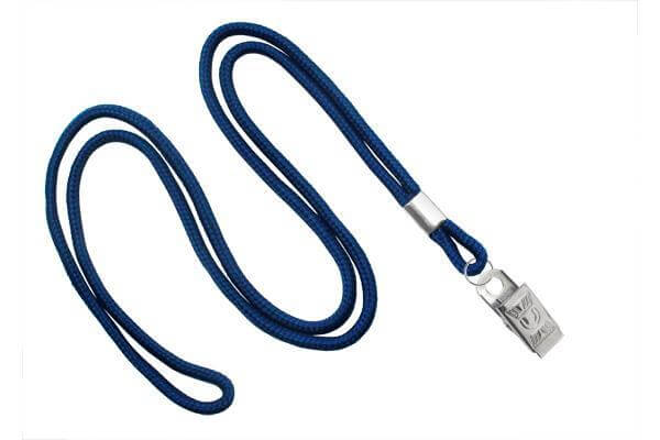 Navy Blue Round 1-8" Bulldog Clip Lanyards - All Things Identification
