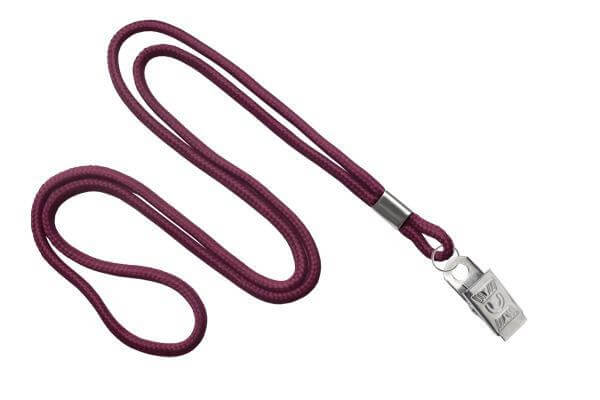 Maroon Round 1-8" Bulldog Clip Lanyards - All Things Identification