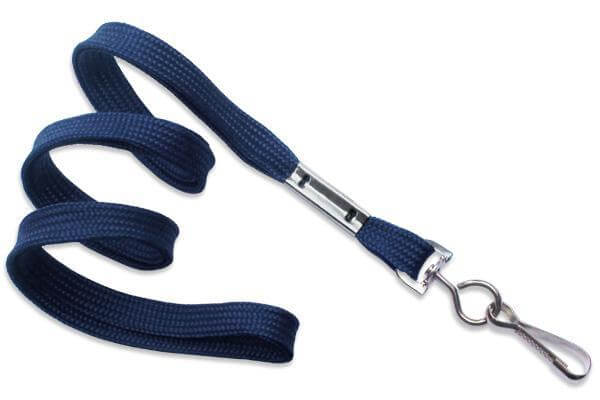 Navy Blue 3-8" Flat Woven Lanyard Swivel Hook - All Things Identification