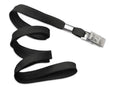 Black 3-8" Flat Woven Lanyard Bulldog Clip - All Things Identification