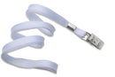 White 3-8" Flat Woven Lanyard Bulldog Clip - All Things Identification