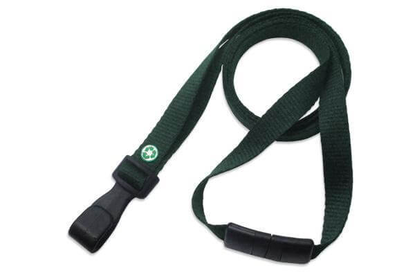 Forest Green Recycled Pet 3-8" Flat Lanyard Plastic Hook - All Things Identification