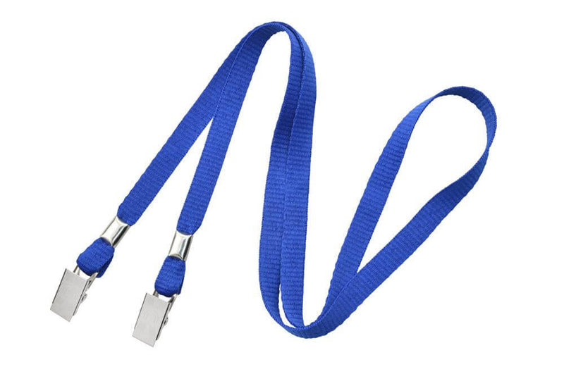 100 3/8" Double Clip Lanyards - Bulldog Clips