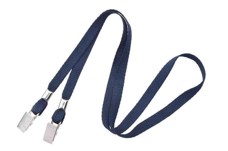 100 3/8" Double Clip Lanyards - Bulldog Clips