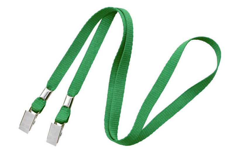 100 3/8" Double Clip Lanyards - Bulldog Clips
