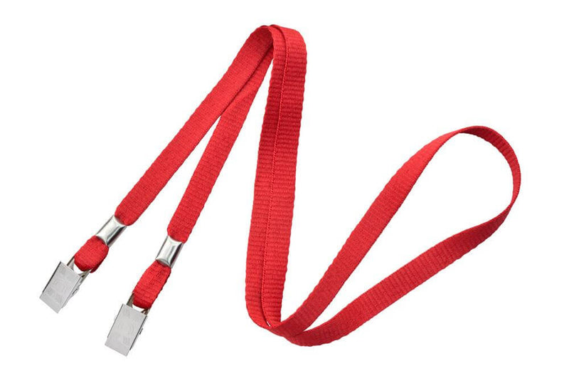 100 3/8" Double Clip Lanyards - Bulldog Clips