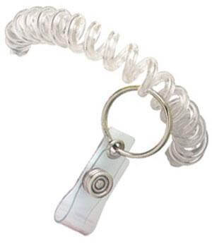 Clear Plastic Wrist Coil with Key Ring Strap Qty 500 2140-6200 - All Things Identification