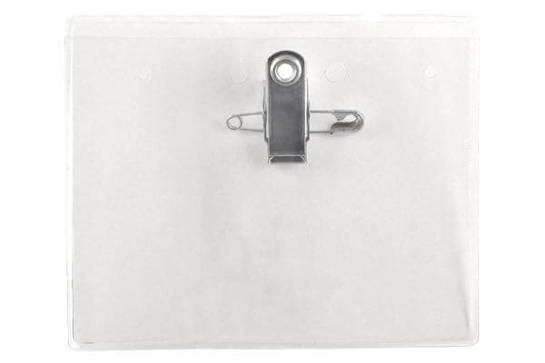 Clear Vinyl Horizontal Badge Holder with Pin/Clip Combo, 3.63" x 3.48" - All Things Identification