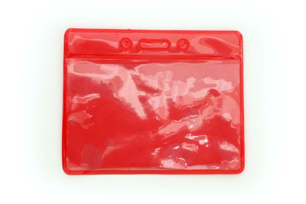 Vinyl Horizontal Badge Holder with Red Color Back 3.5" x 2.13" 401-N-RED - All Things Identification