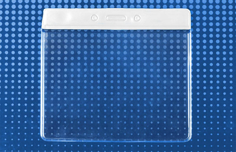 Vinyl Horizontal Badge Holder with White Color Bar 4" x 3" 406-J-WHT - All Things Identification