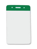 Vinyl Vertical Badge Holder with Green Color Bar 2.44" x 3.5" 406-N-GRN - All Things Identification