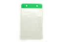 Vinyl Vertical Badge Holder with Green Color Bar 2.44" x 3.5" 406-N-GRN - All Things Identification