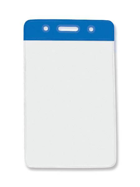 Vinyl Vertical Badge Holder with Royal Blue Color Bar 2.44" x 3.5" 406-N-RBLU - All Things Identification