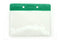 Vinyl Horizontal Badge Holder with Green Color Bar 3.75" x 2.63" 406-T-GRN - All Things Identification