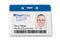 Vinyl Horizontal Badge Holder with Royal Blue Color Bar 3.75" x 2.63" 406-T-RBLU - All Things Identification
