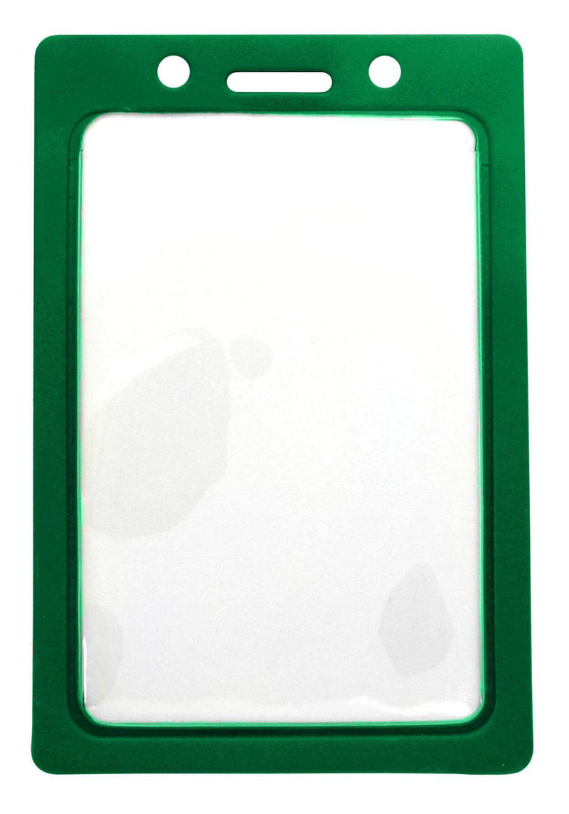 Vinyl Vertical Badge Holder with Green Color Frame 2.25" x 3.44" 407-N-GRN - All Things Identification