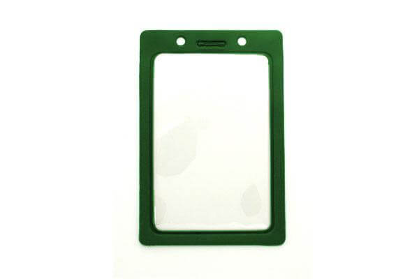 Vinyl Vertical Badge Holder with Green Color Frame 2.25" x 3.44" 407-N-GRN - All Things Identification