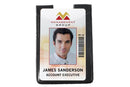 Black Vinyl Vertical 1-Pocket Magnetic Badge Holder with Thumb-Notch, 2.35" x 3.25" - All Things Identification