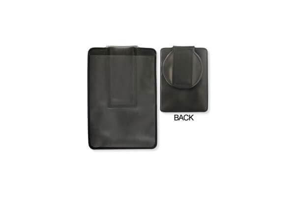 Black Vinyl Vertical 1-Pocket Magnetic Badge Holder with Circular Flap, 2.65" x 3.55" - All Things Identification