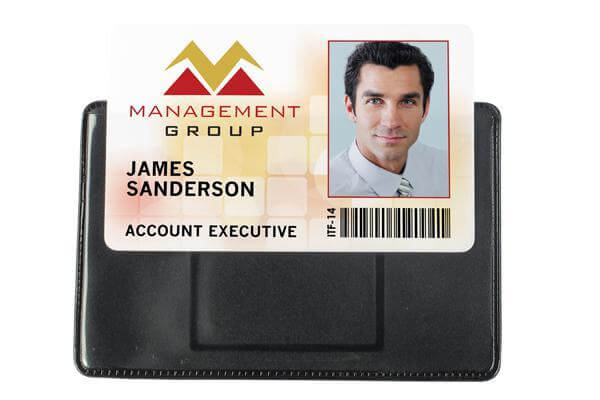 Black Vinyl Horizontal 1-Pocket Magnetic Badge Holder, 3.5" x 2.125" - All Things Identification