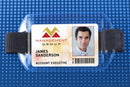 Clear Vinyl Horizontal Arm Band Badge Holder with Blue Strap 3.375" x 2.375" 504-AR1B - All Things Identification