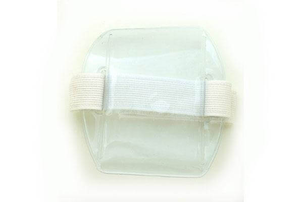 Clear Vinyl Vertical Arm Band Badge Holder with White Strap 2.38" x 3.38" 504-ARNW - All Things Identification