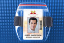 Clear Vinyl Vertical Arm Band Badge Holder with Zipper and Blue Strap 2.2" x 3.38" 504-ARZB - All Things Identification