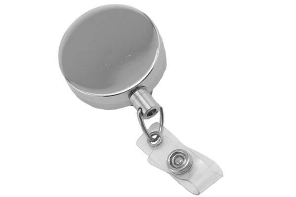 Chrome Metal Case Badge Reel - Wire Cord - 25 - All Things Identification