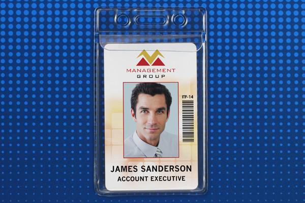Clear Vinyl Vertical Badge Holder with Fold-Over Flap, 2.3" x 3.48" - All Things Identification