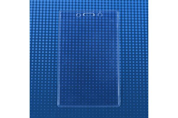 Premium Vinyl Vertical Credential Holder with Slot and Chain Holes, 3" x 5" - All Things Identification