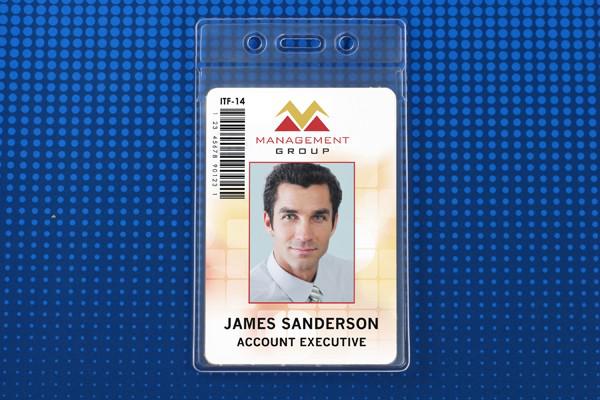 Vertical Vinyl Clear Badge Holder with Fold-Over Flap 2.63" x 3.7" 506-35FS - All Things Identification
