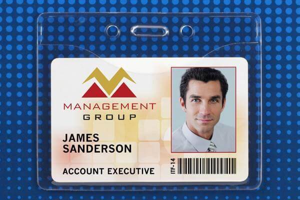 Premium Vinyl Horizontal Badge Holder with Slot and Chain Holes, 3.38" x 2.38" - All Things Identification