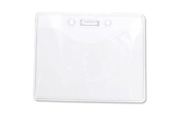 Premium Vinyl Horizontal Anti-Print Transfer Badge Holder with Slot and Chain Holes, 3.38" x 2.38" - All Things Identification