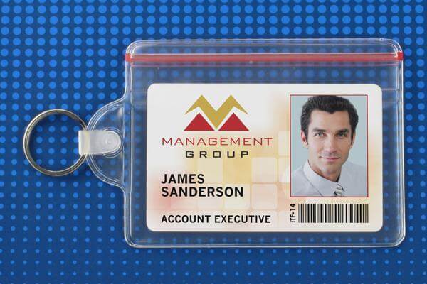Vinyl Horizontal Badge Holder with Zipper Closure and Key Ring 3.38" x 2.38" 506-ZHKR - All Things Identification