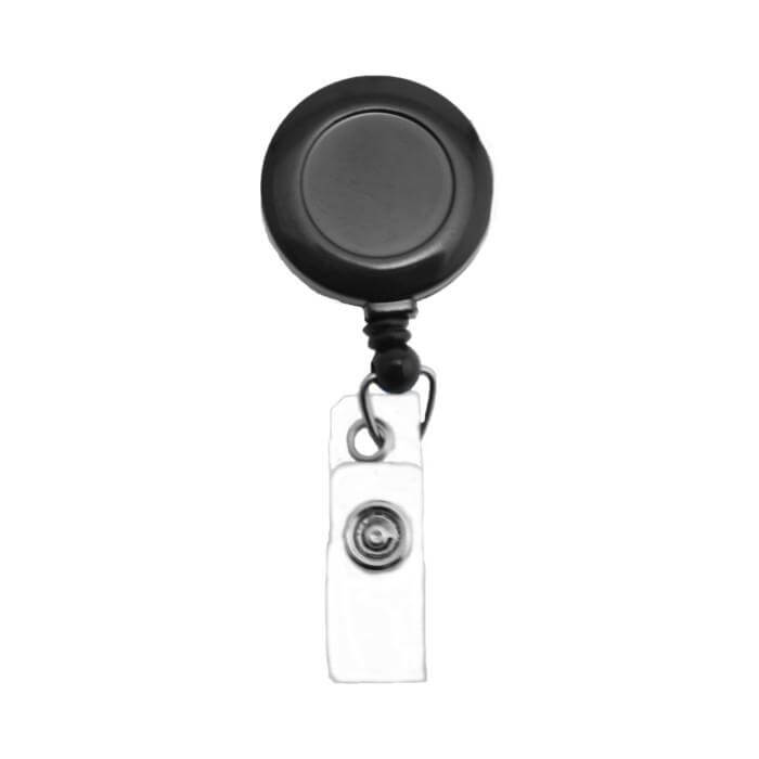 Dark Gray Round Badge Reel With Strap And Slide Clip - 25 - All Things Identification