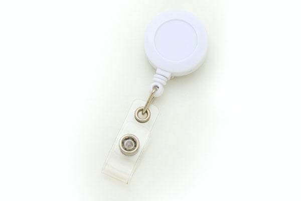 White Round Badge Id Reel With Strap And Slide Clip - 25 - All Things Identification